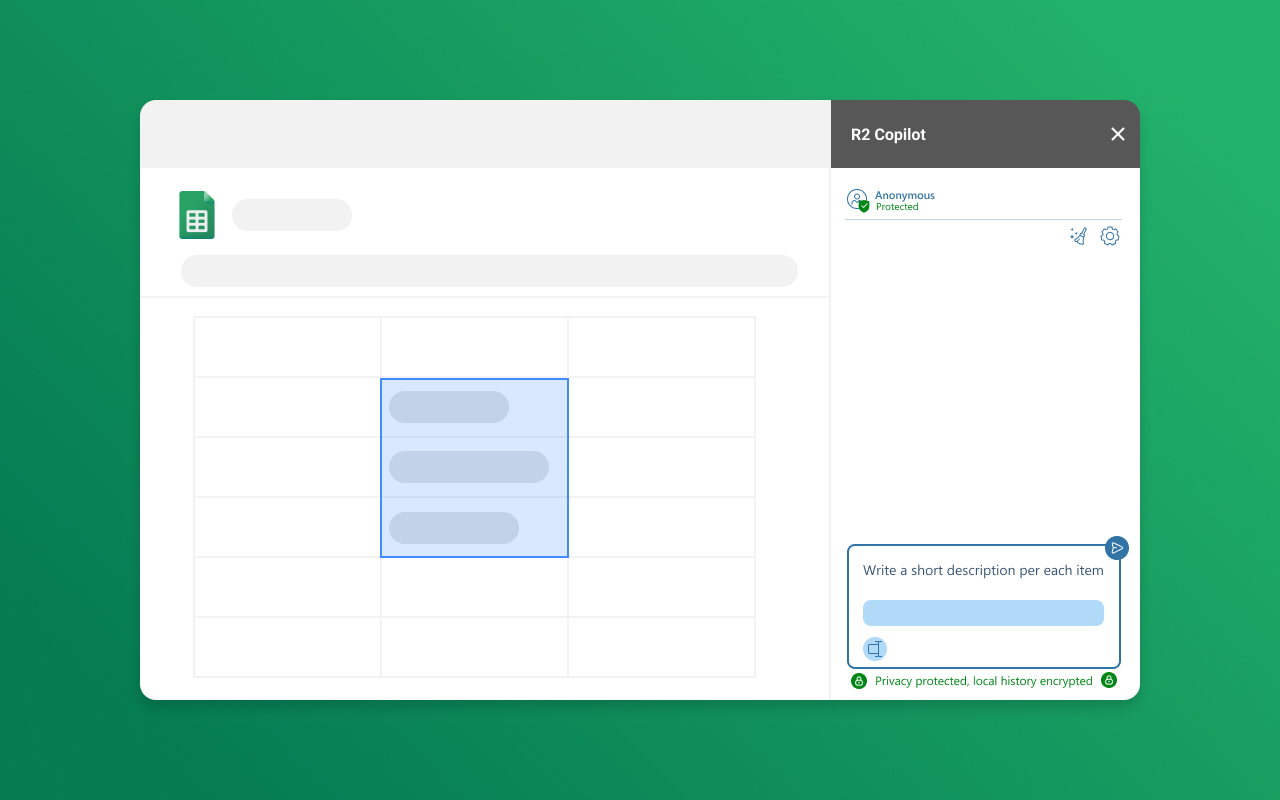 R2 Copilot in Google Sheets