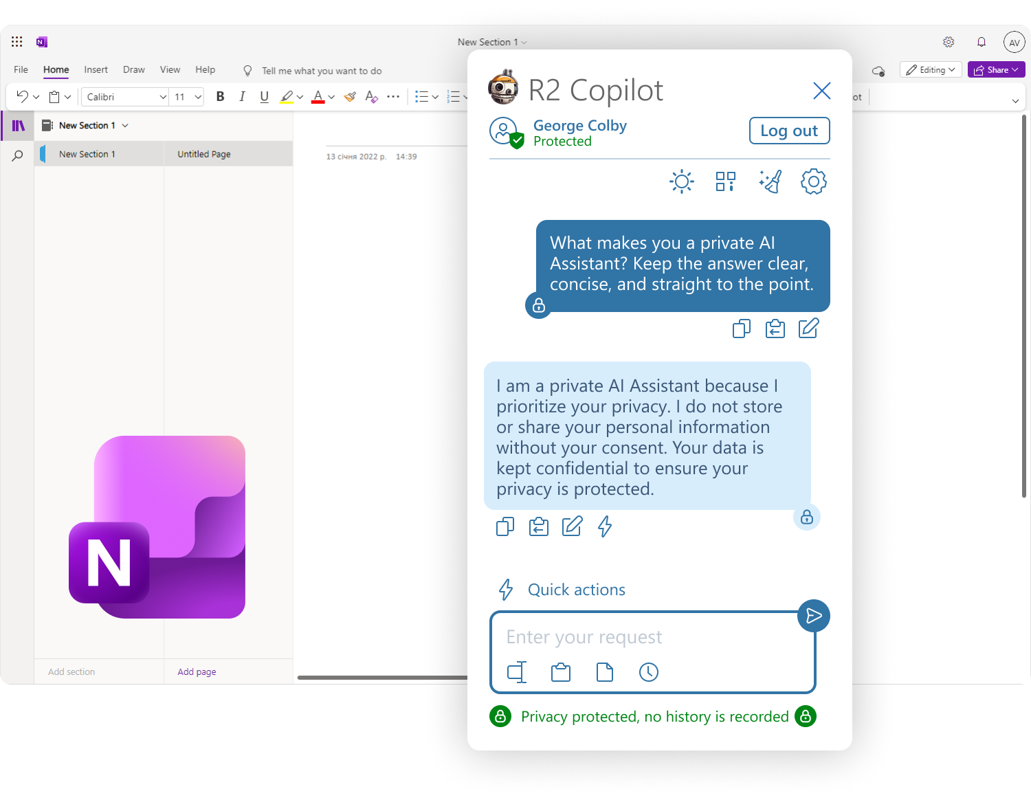 R2 Copilot in Microsoft OneNote
